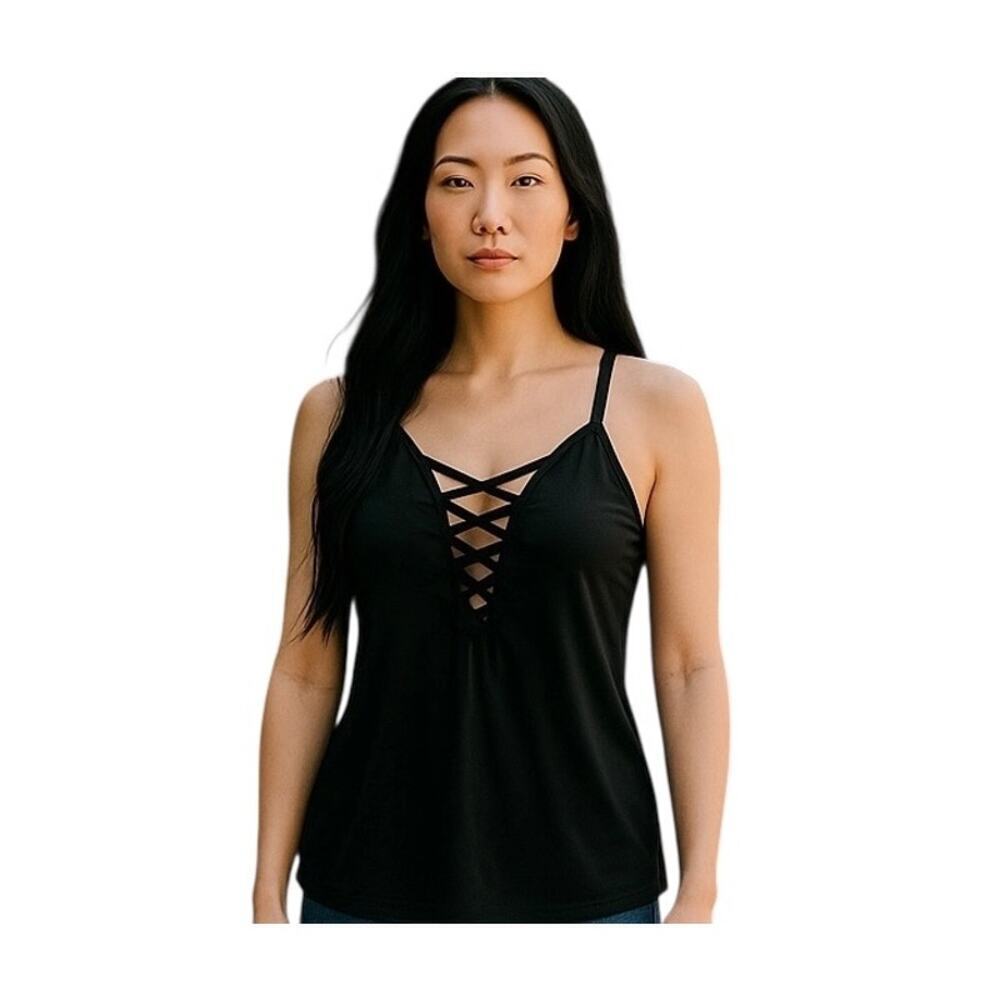 Bleu Rod Beattie Crisscross Tankini Swimsuit One Piece Black Size 14 NWT